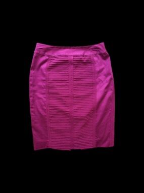 White House Black Market Magenta Ribbed-Center Pencil Skirt